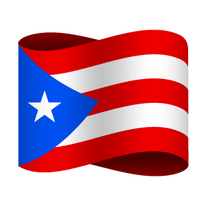 Bandera de Puerto Rico ondeando, compuesta por cinco franjas horizontales (rojas y blancas), un triángulo azul a la izquierda con una estrella blanca de cinco puntas en el centro.